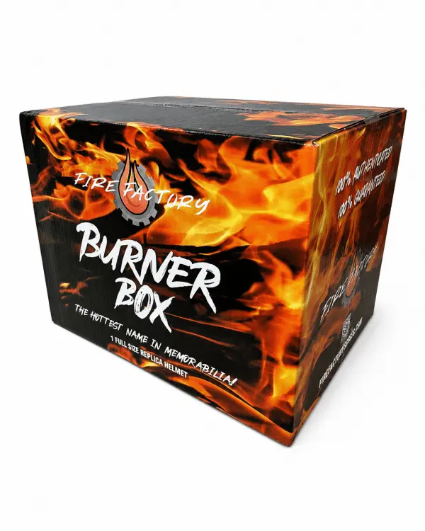 (1) PYT Burner Box Signed NFL Helmet (1) Fire Factory