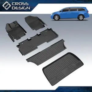 CROSSDESIGN Floor Mats & Cargo Liner TPE Fit For 2018-2025 Honda Odyssey Durable All Weather