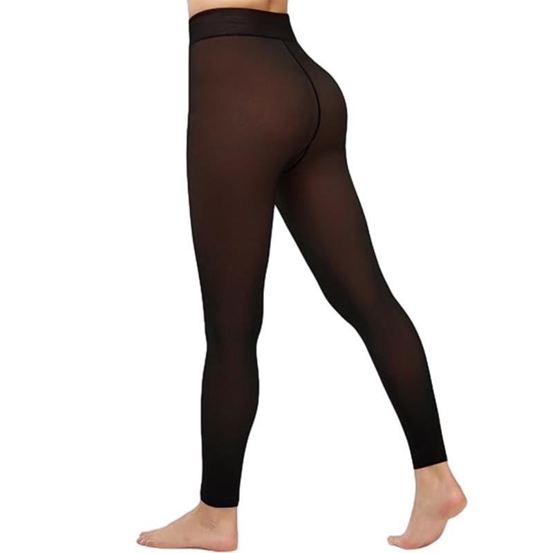  Women's Fleece Lined Tights Fake Translucent Warm Thermal Pantyhose Fake Sheer Thick Leggings Ladies Under Dress for Winter with Plush Inner Layer,High quality  Faux fur Tights,Soft and Breathable,Hight Stretch,Everyday,Minimalist,Slim.