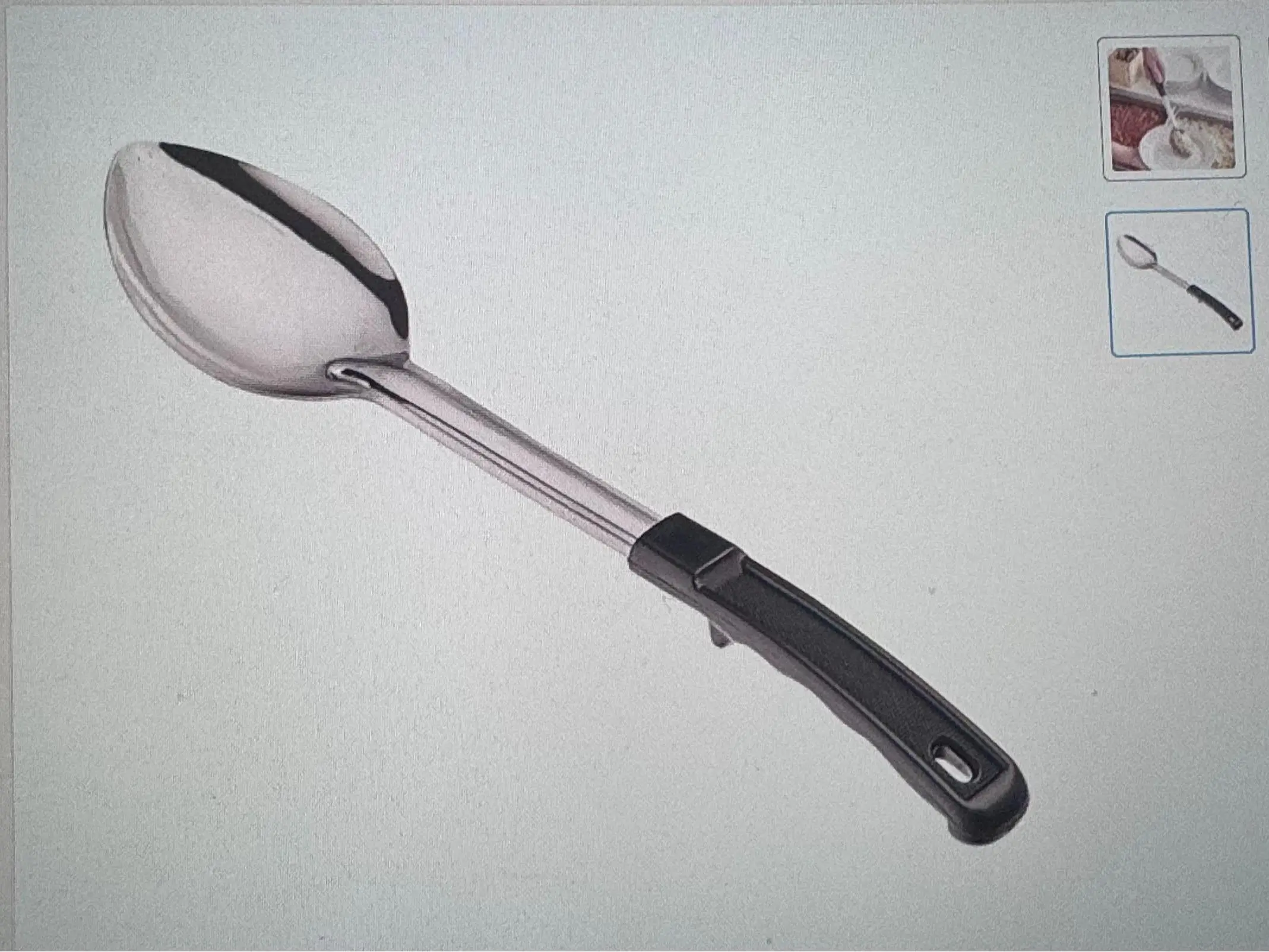 Choice 13" Solid Stainless Steel Basting Spoon with Coated Handle for Easy Serving and Cooking