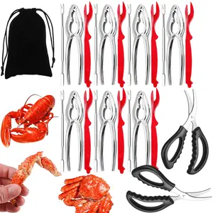 24PCS Stainless Steel Lobster Crackers and Picks, Crab Leg Crackers Suitable for Eating, Seafood Nut Cracker with Storage Bag - Crab Crackers for Lobster, Crab, Shrimp, for Eating Stake Support