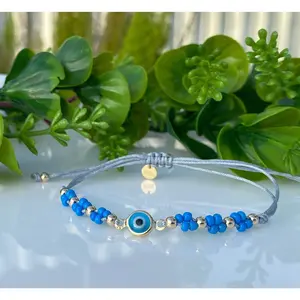 Evil Eye Blue Plastic Beads Bracelet