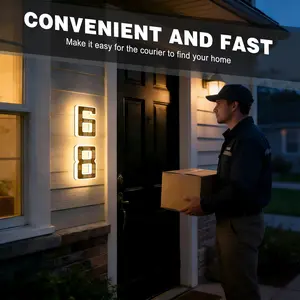 Isunmea Solar Lighted House Numbers 6.7 Inch Waterproof LED Address Signs for Outside Modern House Numbers, Decorate Your Door Number, Modern Farmhouse Illuminated Sign Exterior,Home Decor items,wall decor,wall art,whimsical home decor