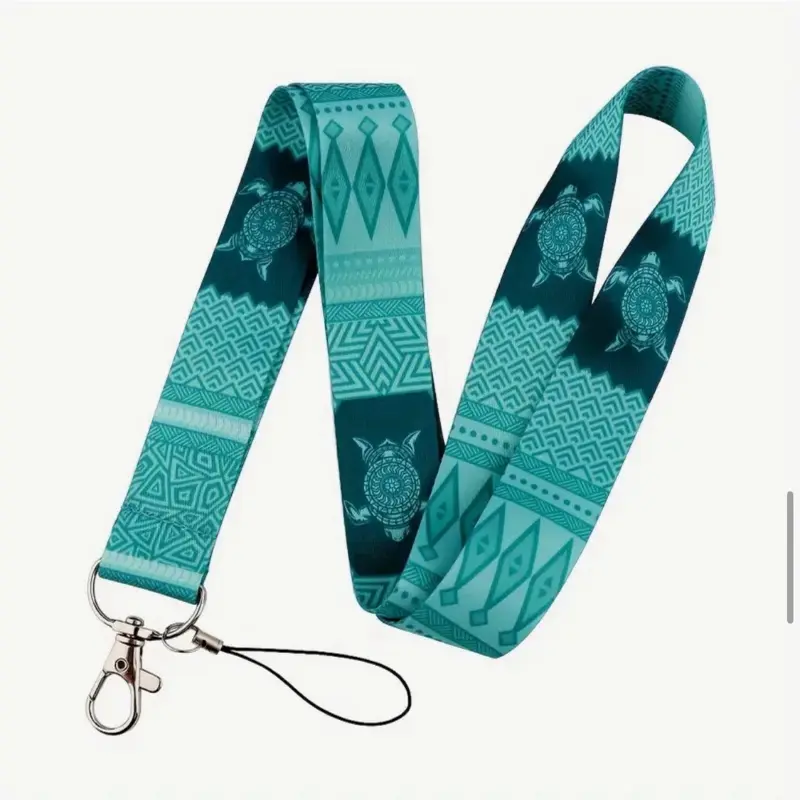 Oceanside Seatrurtle Teal Blue Lanyard for Keys with Keyring Attachment live keychains