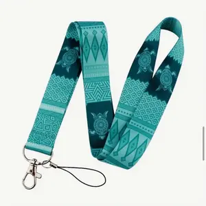 Oceanside Seatrurtle Teal Blue Lanyard for Keys with Keyring Attachment live keychains