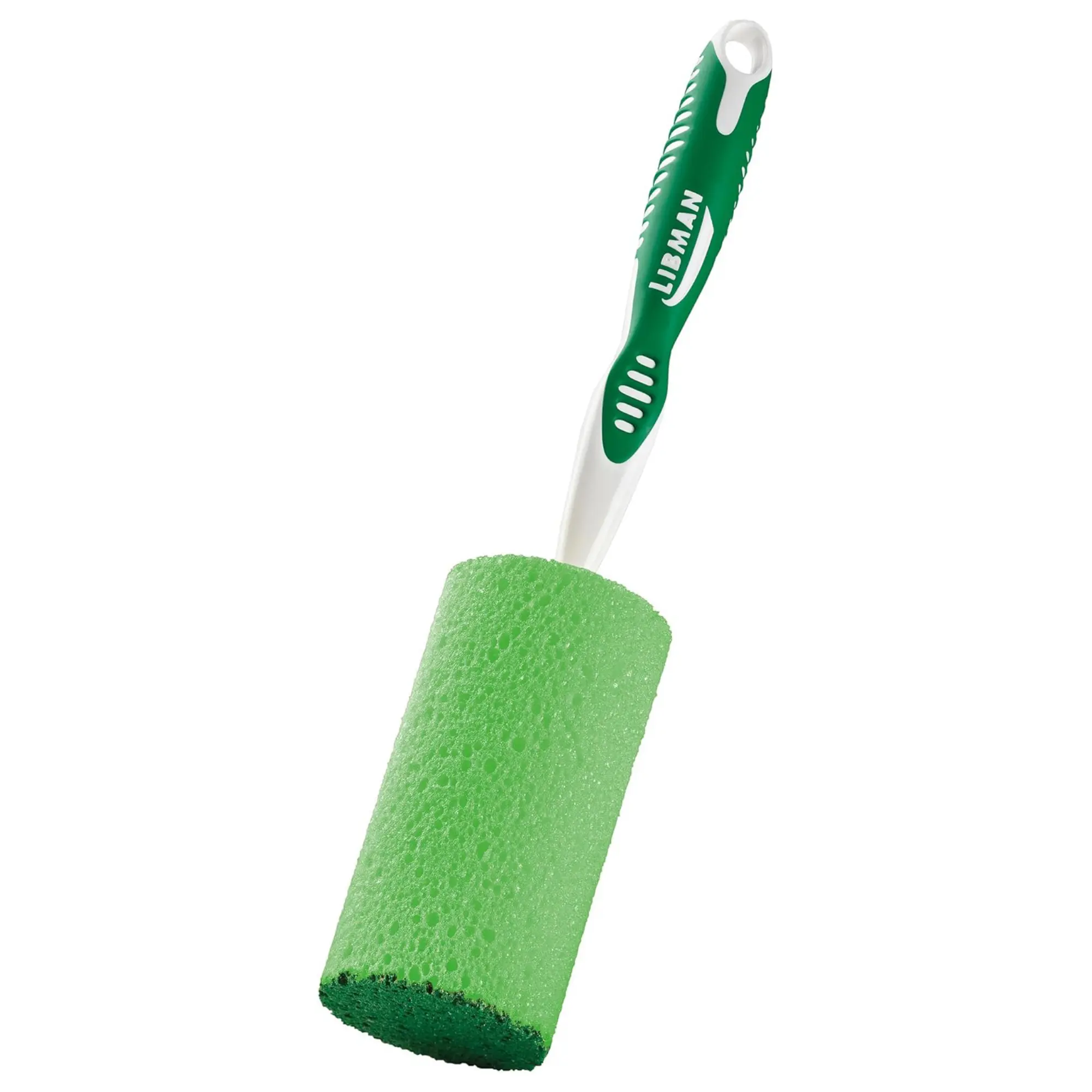 Libman Durable Glass & Dish Sponge with Scrubber - Non-Slip Grip Handle, 360° Sponge Design - Ideal for Tall Drinkware
