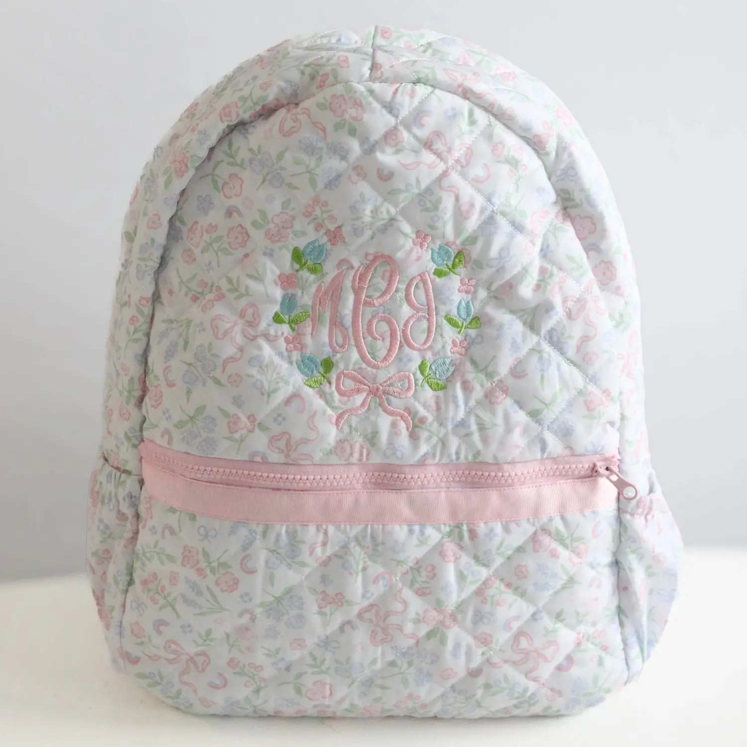 Pastel Floral & Bows Quilted Backpack Pastel Floral & Bows Quilted Backpack