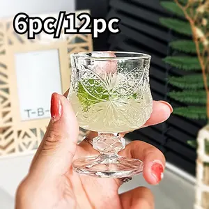 Butterfly Embossed Highball Glasses Set, Vintage Carved Mini Glass Cups, Creative Luxury Whiskey Wine Cup, Suitable for Liquor & Sweet Wine