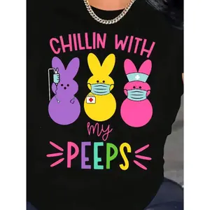 Great Printed Round Neck Women, My Peeps Shirt Gift for Nurses, Easter Nurse Shirt, Funny Easter T- Shirt, Easter Bunny Shirt, Nursing School Tee, Cute Nursing Tee Women Shirt