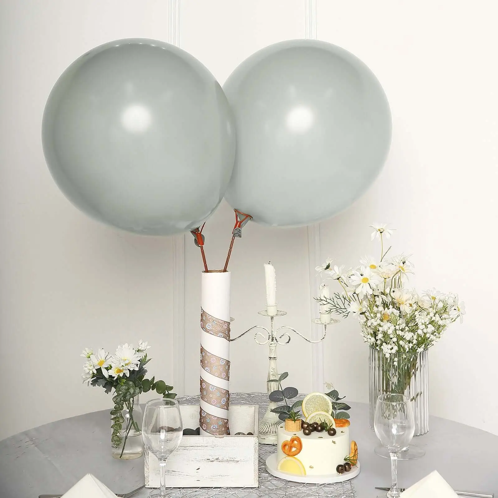 18-inch Matte Pastel Silver Latex Party Balloons, 10-Pack for Helium or Air Inflation, Ideal for Balloon Decor, Hanging Decor, Baby Shower, Birthday