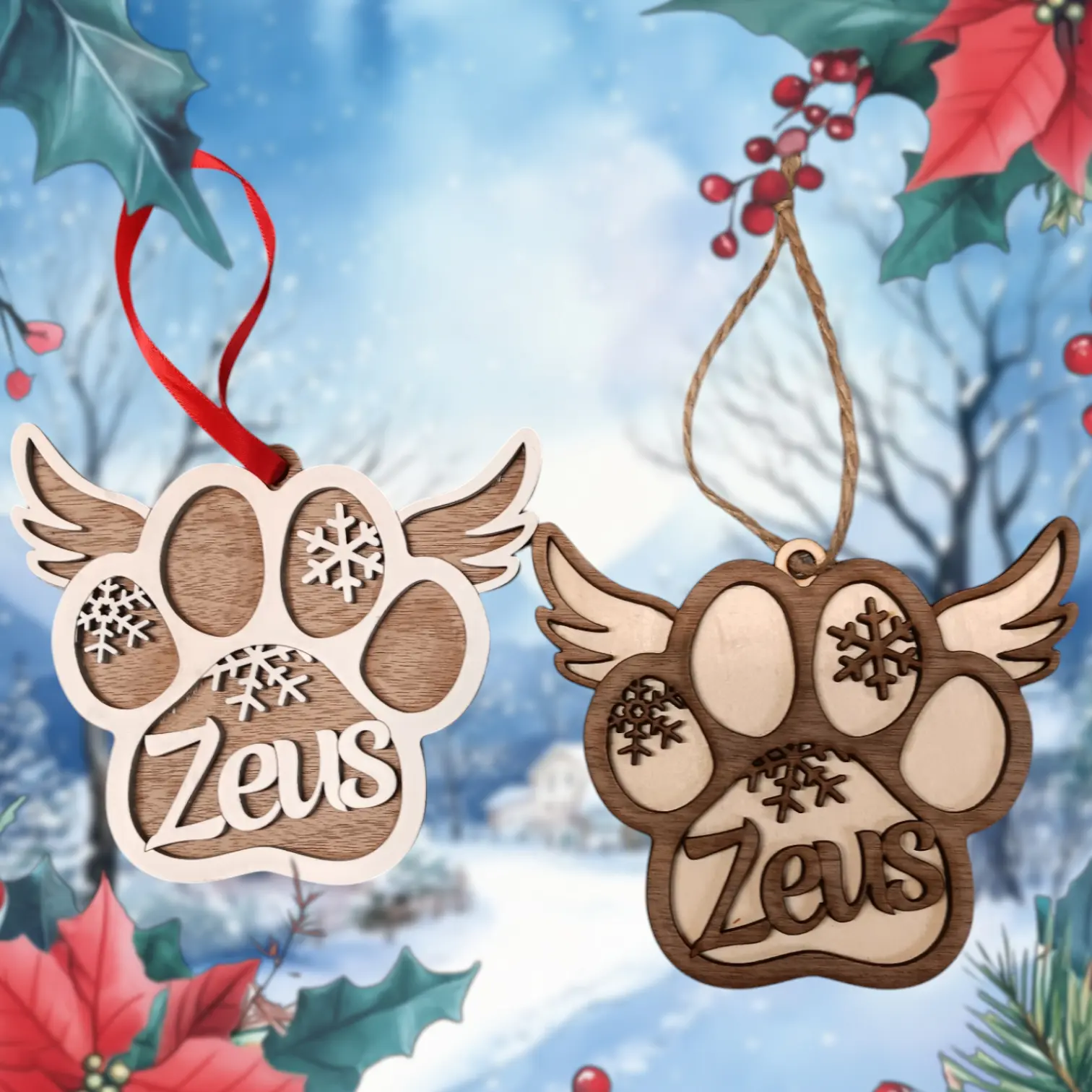 Dog Memorial Christmas Ornament 2024, Personalized Dog Cat Memorial Gift, Pet memorial keepsakes Laser Engraved