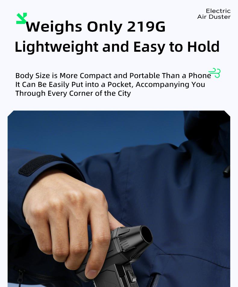 Powerful Turbo Fan 140,000 RPM Mini Portable Jet Fan Compressed Air Duster Keyboard Cleaner Type-C Rechargeable Handheld Blower for Cars PCs Snow Removal with 3-Speed Settings