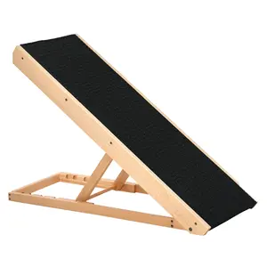 PawHut Elevated Pet Ramp for Dogs and Cats, Foldable and Height Adjustable with Non-slip Finish, Pine 35.5"L x 16"W x 24"H, Black