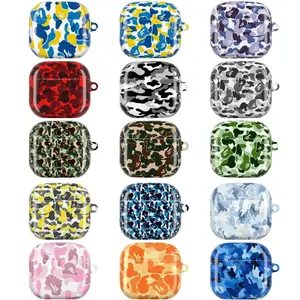 Camouflage Ape Case, For AirPods 1 2 3 4, Pro 1 2 3 & Max, Streetwear Style Cover, Full Shockproof Protection, Durable Silicone Case, Cool Gift
