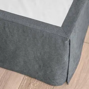 Full/Queen Linen Blend Bedskirt Dark Gray - Casaluna