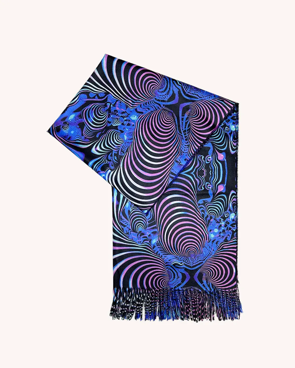 iHeartRaves Women's Trippy Print Pashmina Scarf - Modest Style, Casual Fashionable Headscarf with Tassels for Hijab Use, Casual Fashionable Scarf, Headscarf Scarf