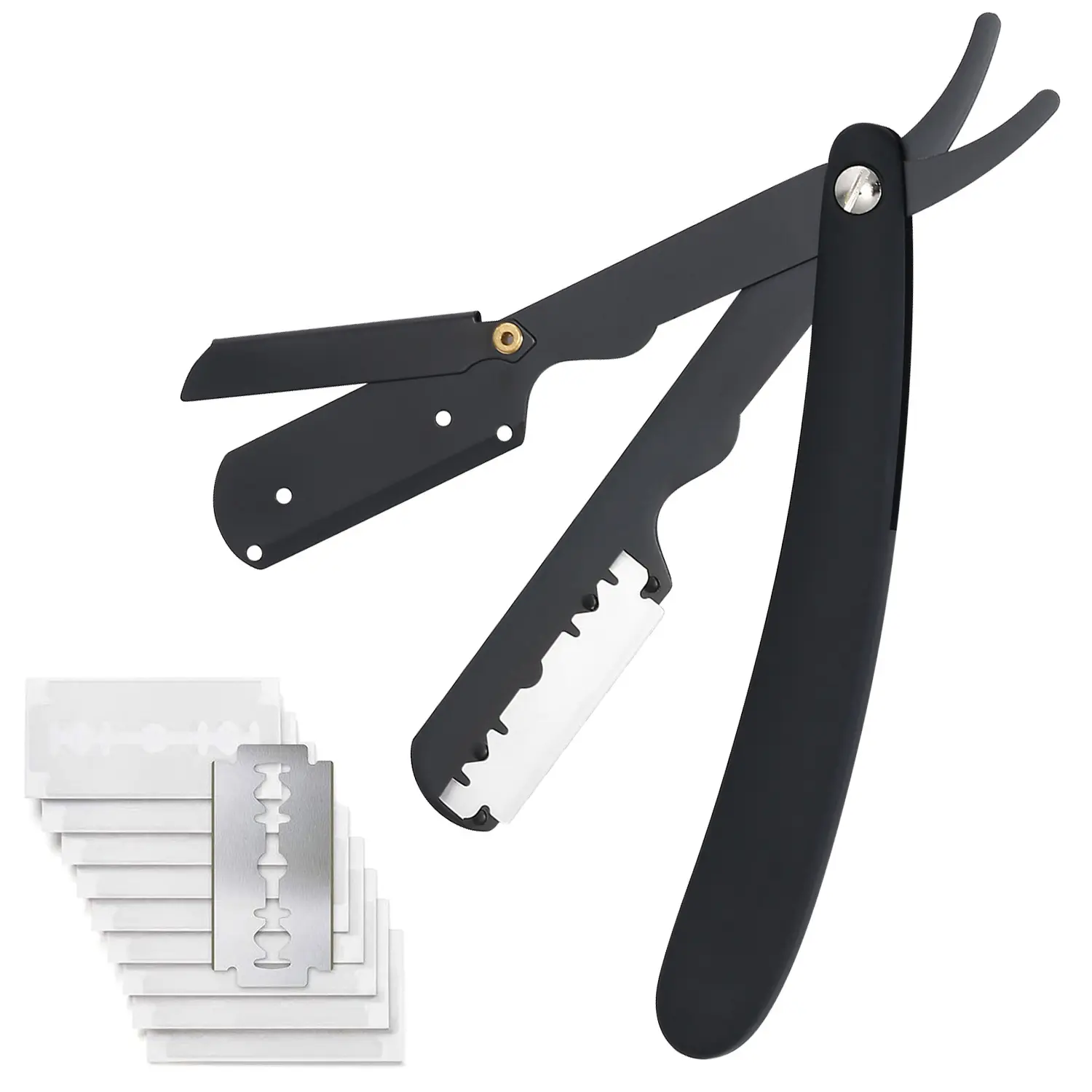 Professional Men's Straight Razor Pack, Barber Equipment Straight Edge Razor with 10 Razorblades - MM1 Professional Men's Straight Razor Pack, Barber Equipment Straight Edge Razor with 10 Razorblades - MM1