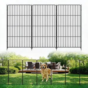 Garden Fence, 36" x 27" 10 Pack Garden Fencing Animal Barrier, Metal No Dig Fence, Dog Fence Outdoor for Yard, Dog Playpen Outdoor Decorative Garden Fences for Yard Patio, Black