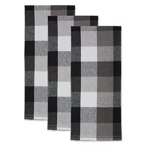 Design Imports Tri-Color Check Kitchen Towels 3-Pack