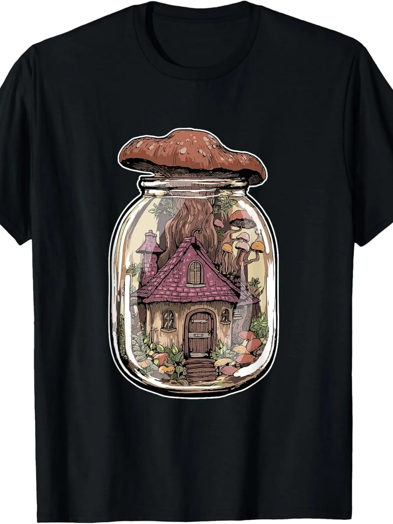 Cottagecore Canning Homesteading Mushroom Jar Home unisex soft cotton short sleeve t shirt, vintage graphic casual tee for men women teens, perfect birthday holiday gift for camping travel gym daily street casual wear