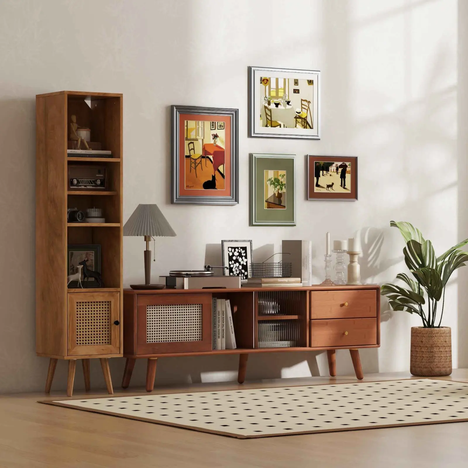 COSTWAY - Living Room Bundle: TV Stand, Storage Cabinet and  Accent Chair