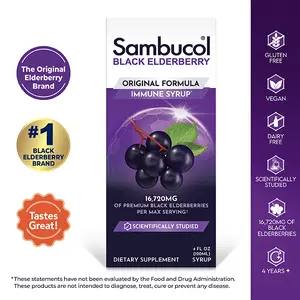 Sambucol Black Elderberry Syrup - Small 4oz - Immune Support for Kids and Adults, High Antioxidants, Gluten Free - Original Formula - The #1 Black Elderberry Brand