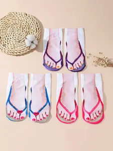 3pairs Flip Flops Pattern Ankle Socks Funny Socks
