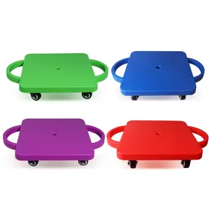 Set of 4 Multi-Color Plastic Floor Scooter Board, Indoor Sitting Scooter Board