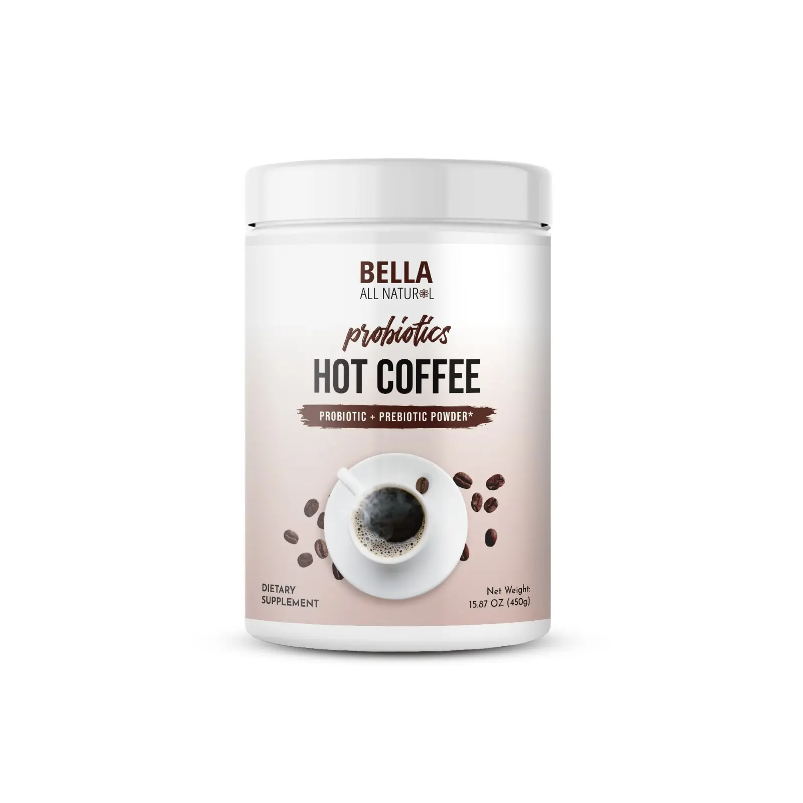 Bella All Natural Probiotics Hot Coffee - 450g - Probiotic + Prebiotic Powder fo...