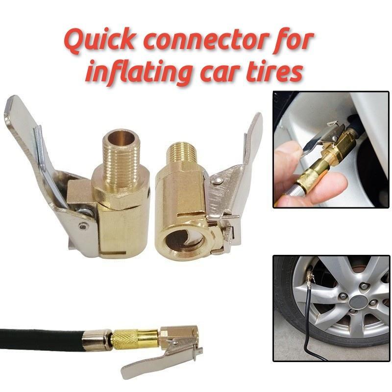 Solid Brass 8mm Locking Air Chuck with Clip Adapter, Car Accessories Car Repair Tool, Portable Tire Inflator Pump Hose Nozzle, Universal Fit for Vehicles, Party Balloon Pump Connector, Men's Gift Favor