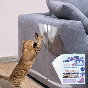 Anti- Scratch Furniture Protector-12-Pack -Single-Sided, Heavy-Duty Self-Adhesive Tape, No- for Couch, Doors & Walls - with 52 Twist Pins