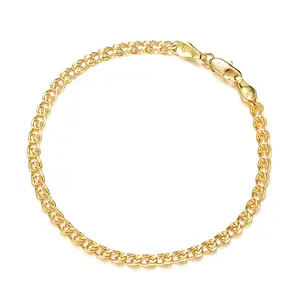 High end fashion copper alloy 24k plated color simple bracelet unique design suitable for women elegant shiny jewelry perfect for daily wear parties and dates