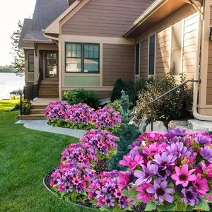 6pcs Artificial Daisy Flower Bouquet, Artificial Bouquets, Vibrant & Fake Flowers with Leaves, Durable Plastic Outdoor/indoor Decor