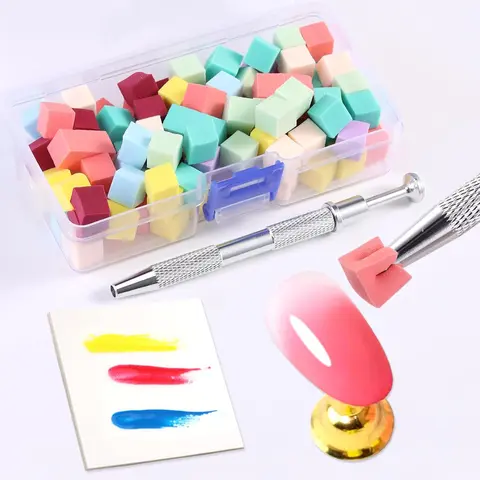 100 PCS Nail Sponges with 1 PCS Retractable Claw Grab Brush, Ombre Resistant Gel Manicure Tools, Accessories That Prevents Gel Nail Polish Issues for Salon Professionals