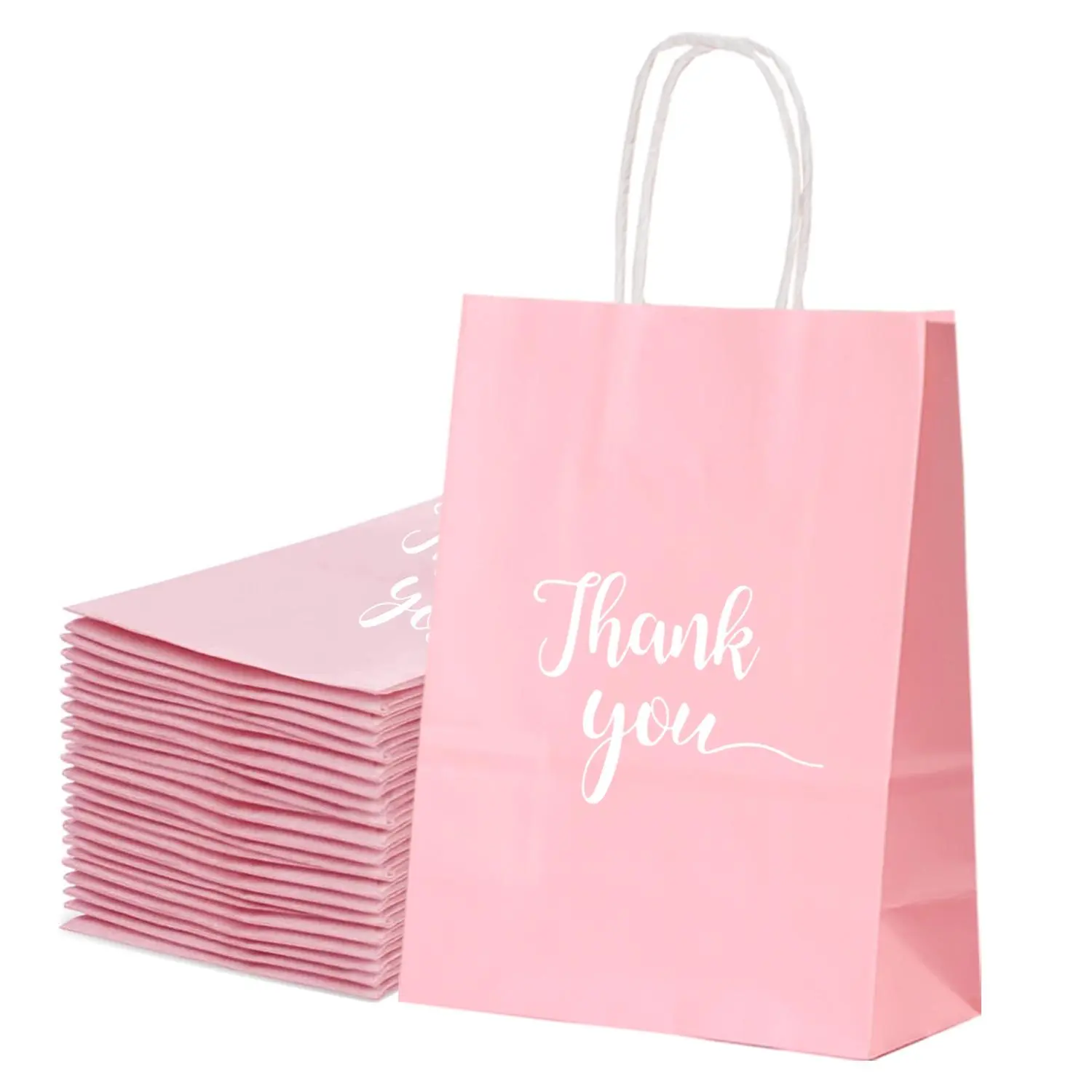 Thank You Gift Bag, 20pcs/set Paper Bag with Handle, Party Bag, Wedding Bag, Retail Bag, Gift Wrapping Supplies for Wedding, Party, Party Gift Packs, Gift Paper Bags