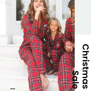 Christmas Flannel Pajamas Family Matching Plaid Buffalo Christmas Pajamas Set Customized Pajamas Personalized Pjs Family Christmas Pajama Set