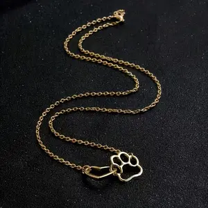 Paw Print & Interlocking Heart Pendant Necklace | Gold/Silver Minimalist Pet Lover Jewelry – Perfect Gift for Dog/Cat Owners