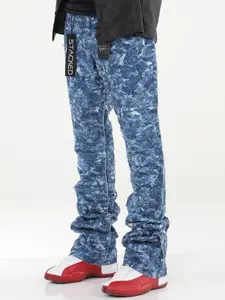Art Tapestry Stacked Flare Jeans Urban Streetwear