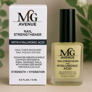 Nail Hardener with Hyaluronic Acid Keratin & Calcium Formula for Healthy Nails Manicure 0.5 FL.OZ Boost Your Nail Health, Fortalecedor y Endurecedor de Uñas con Acido Hialuronico, Keratina y Calcio Plant