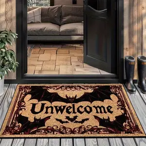 Welcome Door Mat - Non-Slip Mat with Gothic Bats & Red Lettering, Durable Indoor/ Outdoor Mat for Home Entryway, Living Room, Garden Decor, Halloween Decorations