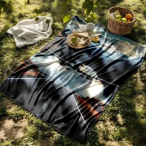 1 piece The plane lands at the magnificent valley airport. themed flannel blanket - Modern design flannel blanket, suitable for sofas and beds, all-season use, super soft and comfortable, digital printing, 100% polyester material, machine washable