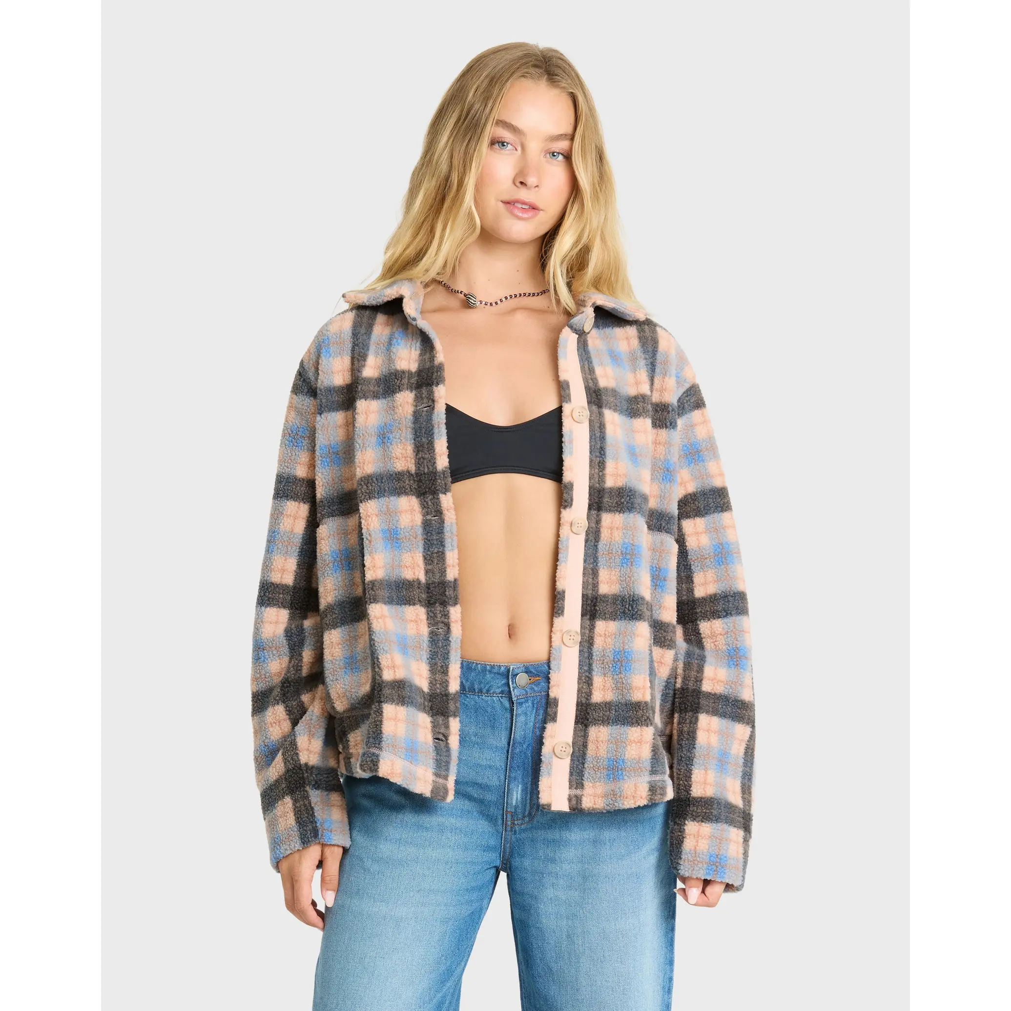 Adventure Division Breezy Fleece Shacket - Blue Bell