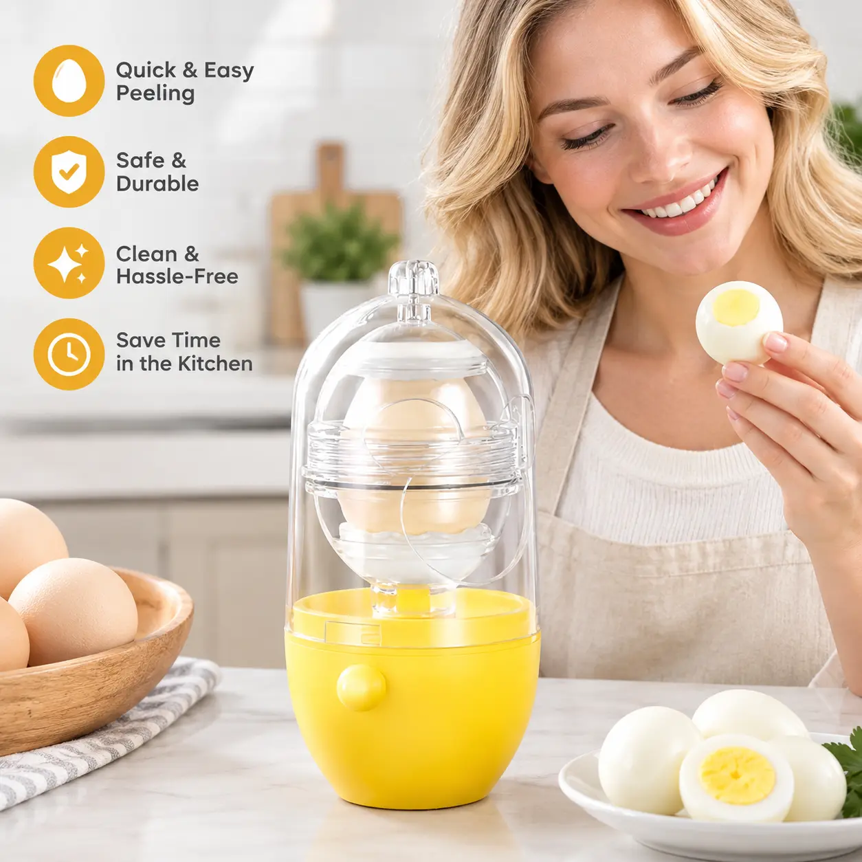 1 Count, Manual Egg Scrambler Shaker, Thickened PP Material, Transparent Visible Window, Smooth Rounded Edge, Kitchen Gadget for Making Evenly Blended Whole Eggs