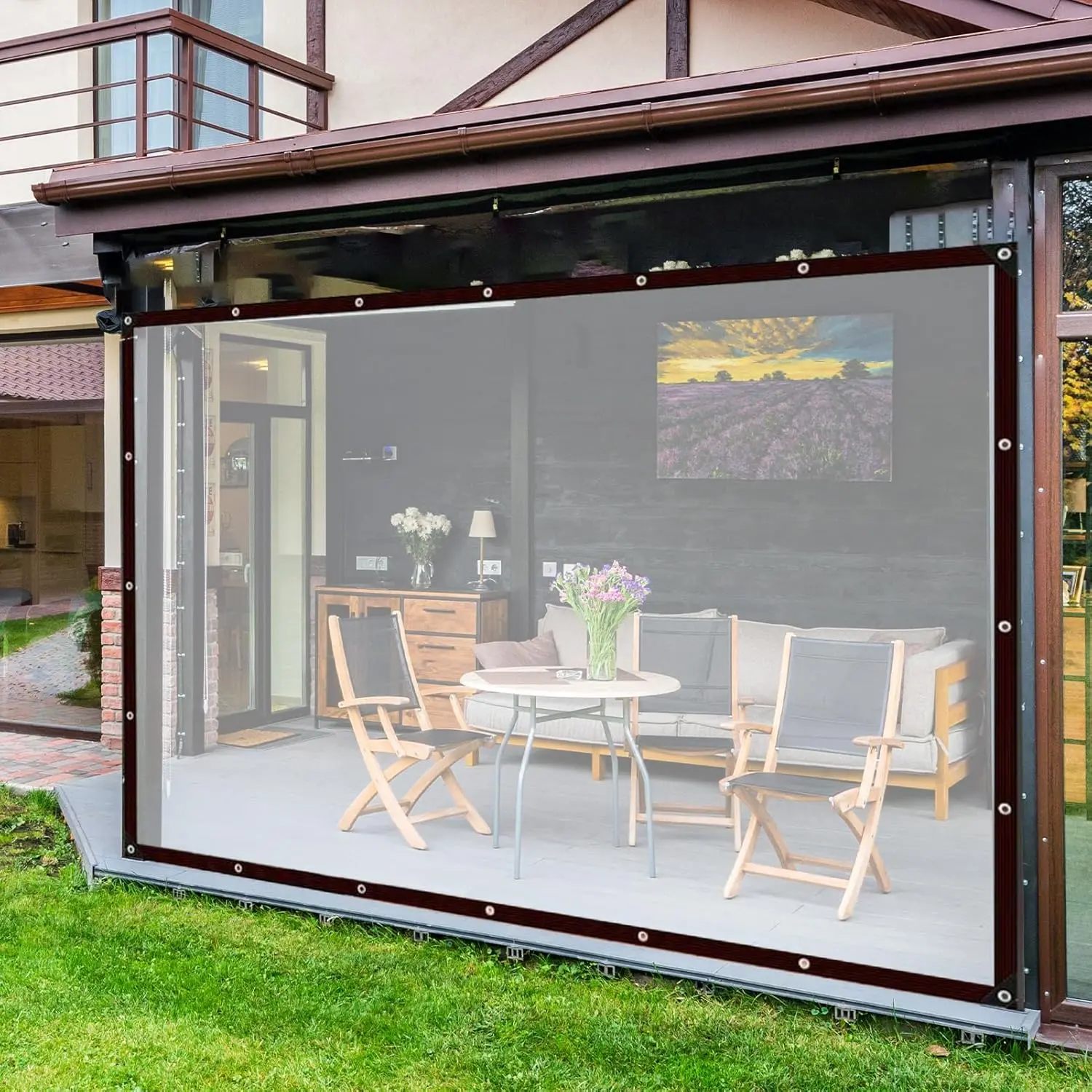 7 x 10 FT Clear Thicken Waterproof Tarp, Rainproof Covering, Heavy Duty Anti Tear Tarp with Grommets, Windproof and Snowproof Poly Tarpaulin for Patio, Plants, Henhouse, Garden, Porch