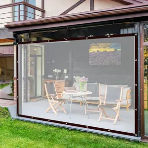 7 x 10 FT Clear Thicken Waterproof Tarp, Rainproof Covering, Heavy Duty Anti Tear Tarp with Grommets, Windproof and Snowproof Poly Tarpaulin for Patio, Plants, Henhouse, Garden, Porch