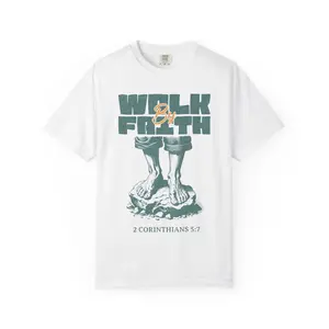 Christian Graphic Tee Walk By Faith Unisex Faith Shirt Bible Verse Gift Christian Apparel Soft Cotton Sizes S to XXL Fabric Top