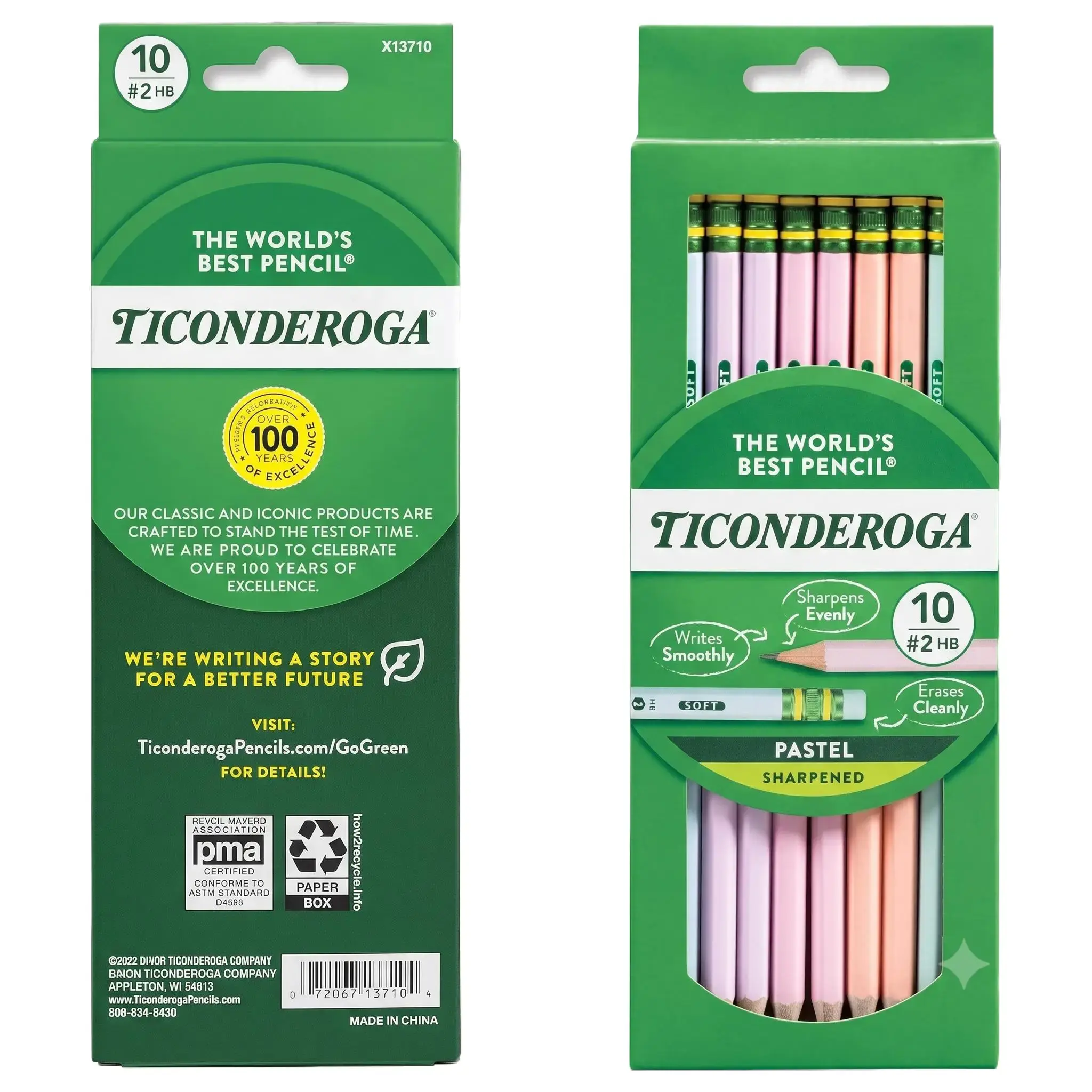 Pastel Wooden Pencils #2 HB Soft Lead (10-Count Pack) - Assorted Colors Pre-Sharpened Pencils for School & Office Supplies