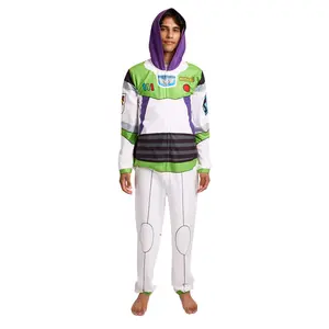 Toy Story Buzz Lightyear Adult Long Sleeve Hooded Cosplay Onesie Costume Union Suit -XL