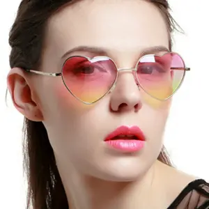 Vintage Heart Sunglasses Unisex Ocean Series Heart Glasses Korean Style Trendy Metal Sunglasses