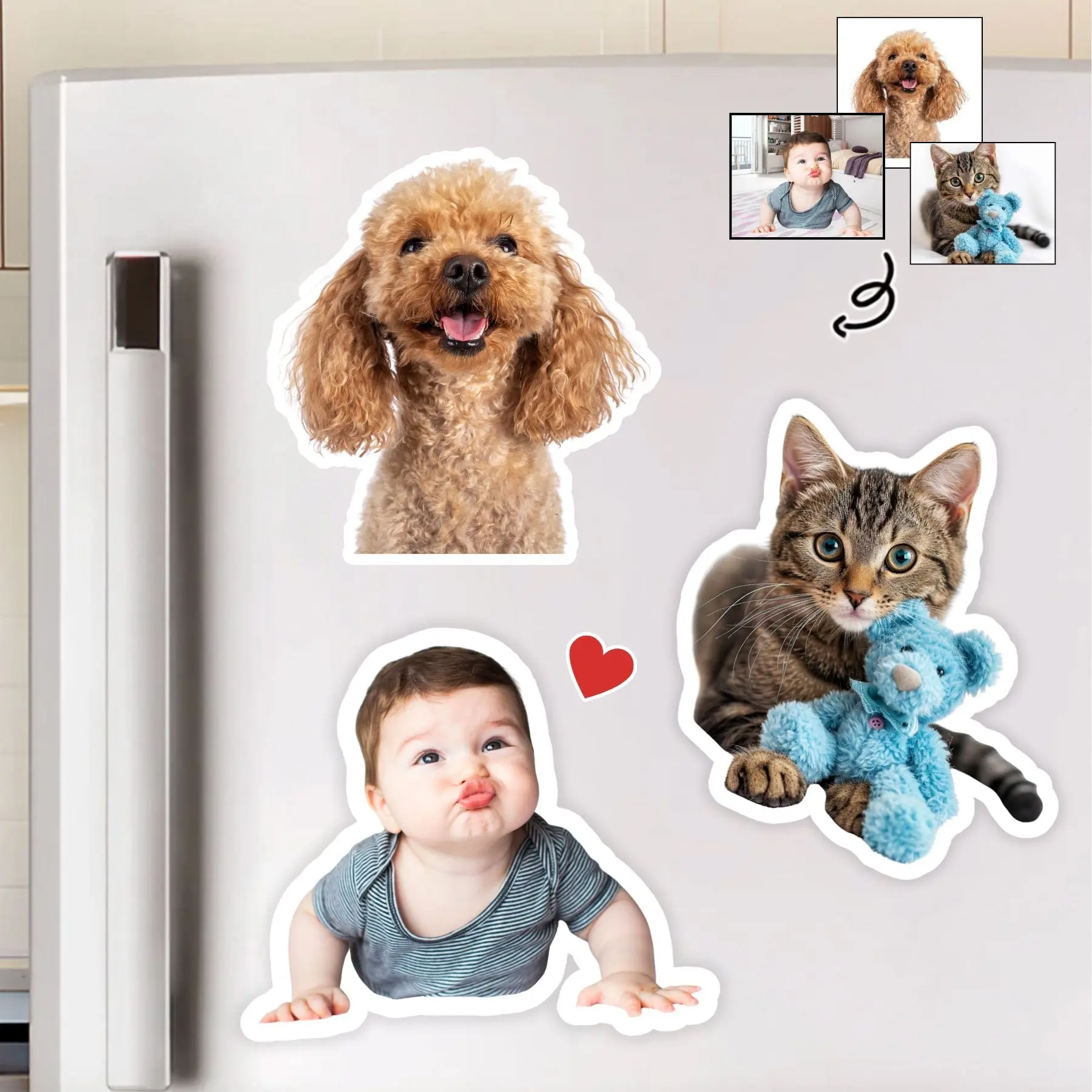 Custom Photo Fridge Magnet – Personalized Pet, Family & Kids Die-Cut Keepsake Gift
